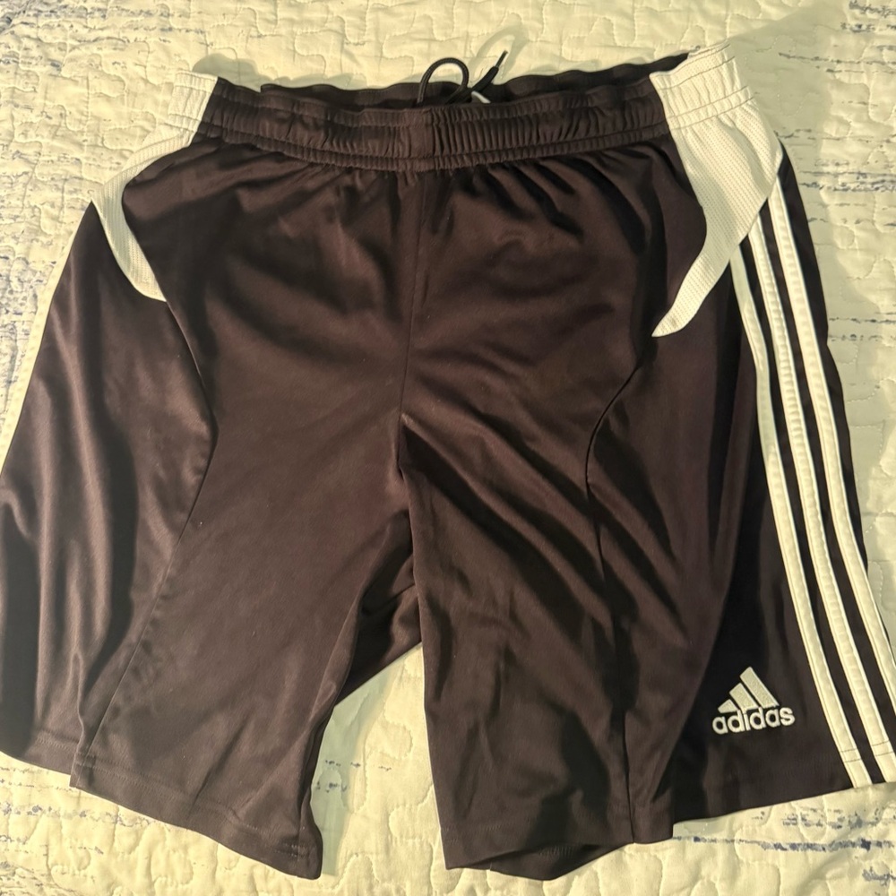 Adidas Men's Black and White Athletic Shorts